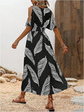 Verdusa Women's Summer Vacation Beach Dress Hawaiian Maxi Dresses Tropical Cold Shoulder Sundress